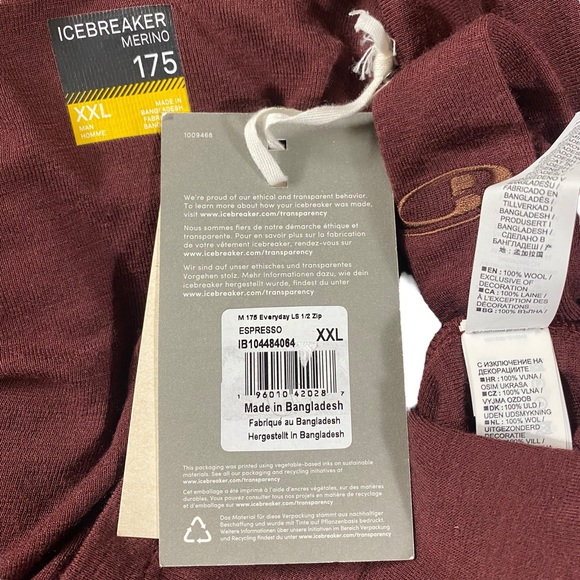 Icebreaker Men's Merino 175 Everyday Long Sleeve Half Zip Thermal Top Sz XXL New - Picture 12 of 12